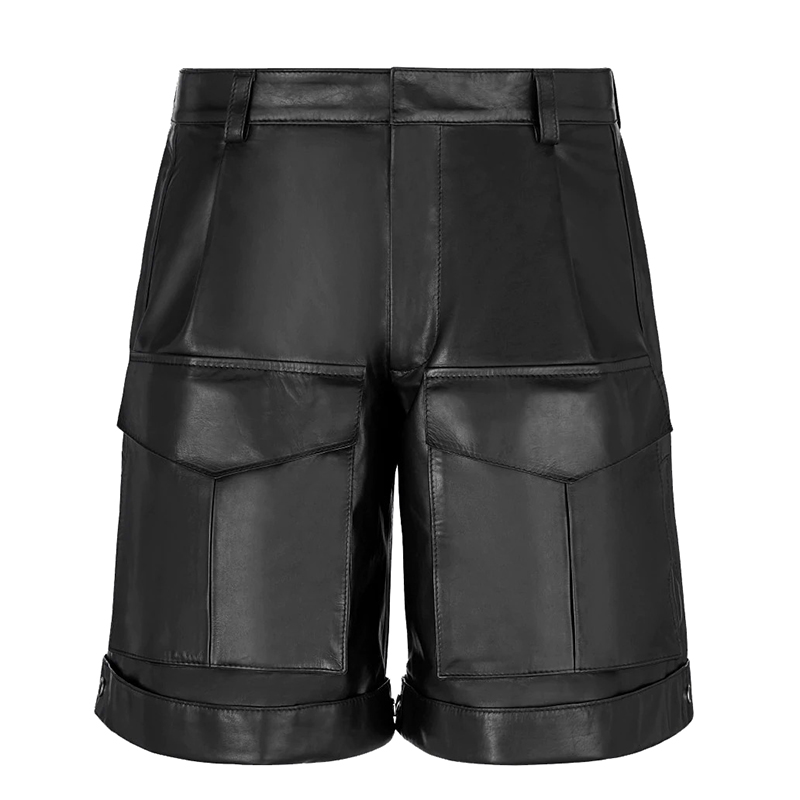包税dior迪奥2021年早春新款黑色小牛皮多口袋百慕达男士短裤183l171a