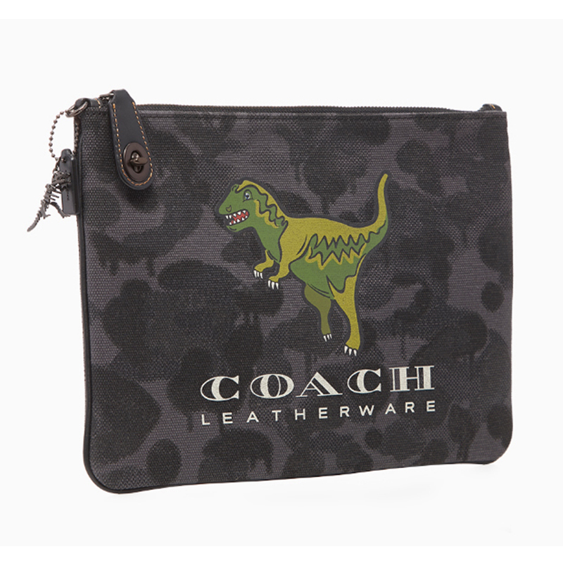 coach/蔻驰 手拿包 迷彩设计恐龙图案 男士手包零钱包收纳包