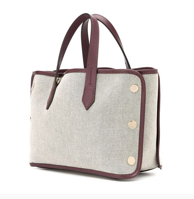 【包税】givenchy/纪梵希 bond系列女士米色/深紫色棉质配皮字母徽标