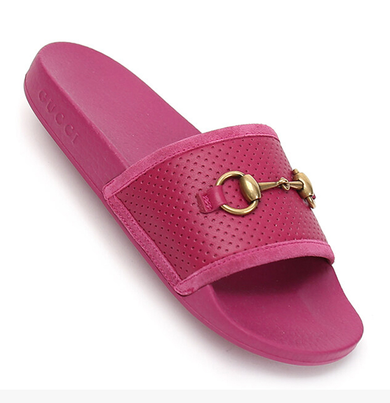 gucci/古驰 21春夏 粉色打孔露脚趾女士凉拖拖鞋