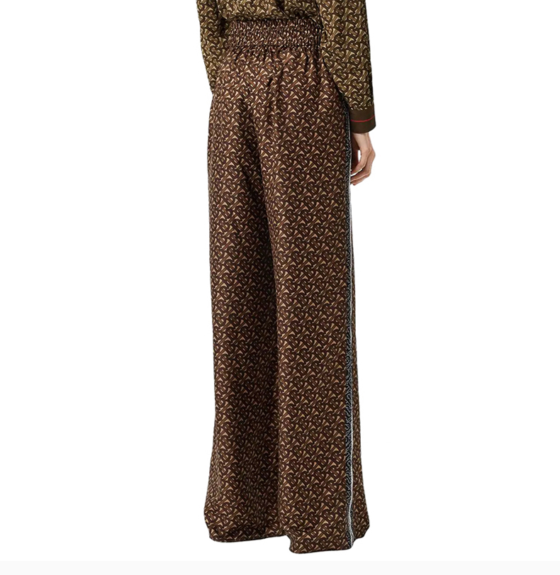 burberry/博柏利 女士 服装 21春夏 棕色丝绸长裤阔腿裤 女士休闲裤