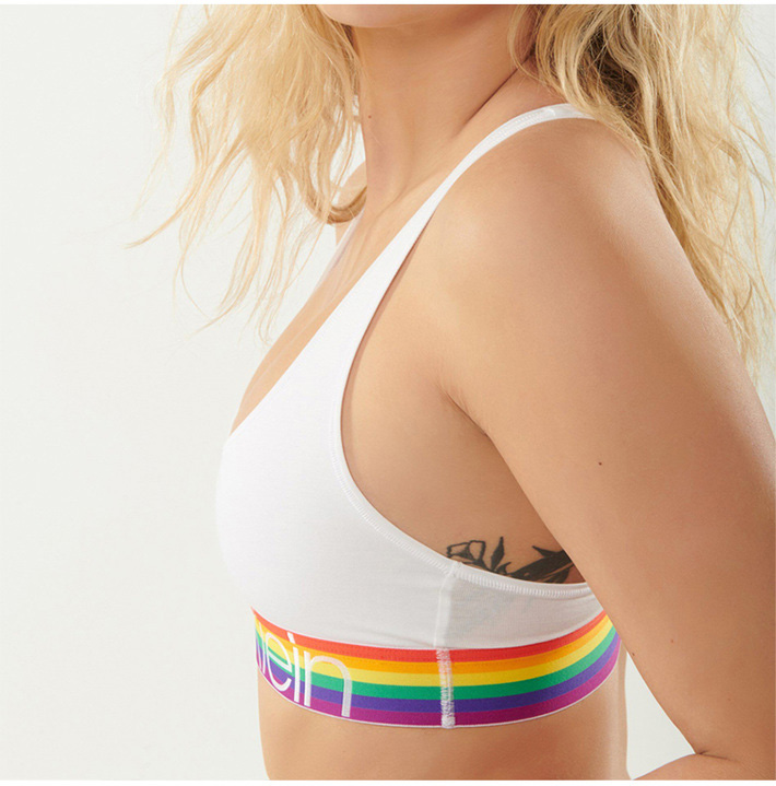 Calvin Klein/卡尔文·克莱因 女士 彩虹 限量 棉质 运动 内衣 背心式 无钢圈 美背 文胸 QF6010