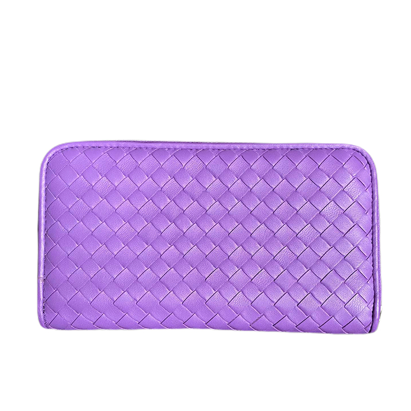bottegaveneta/葆蝶家拜占庭紫色皮质全拉链女士钱包ar