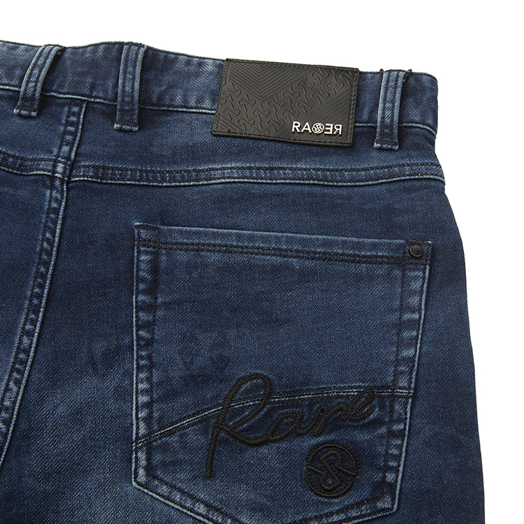 rare【21春夏】深蓝色洗水牛仔裤 后袋logo绣花点缀 男士牛仔裤 rare