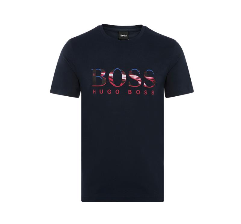 【国内现货】【21春夏新品】HUGO BOSS/雨果博斯 品牌字母图案装饰棉质圆领男士短袖T恤