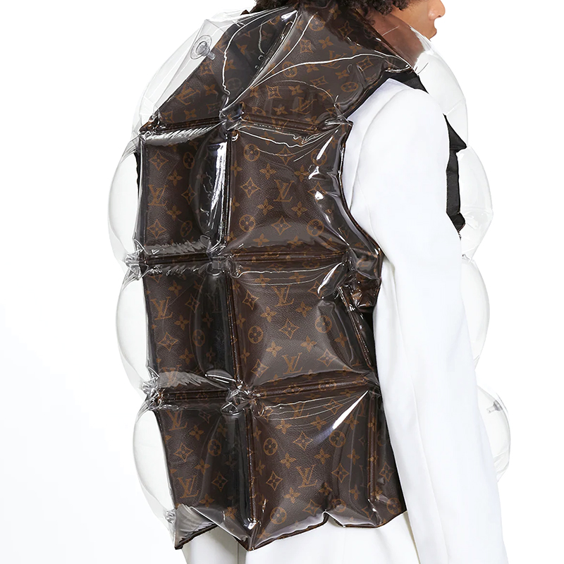 路易威登 2021春夏新款 走秀款 男士monogram帆布充气背心夹克上衣