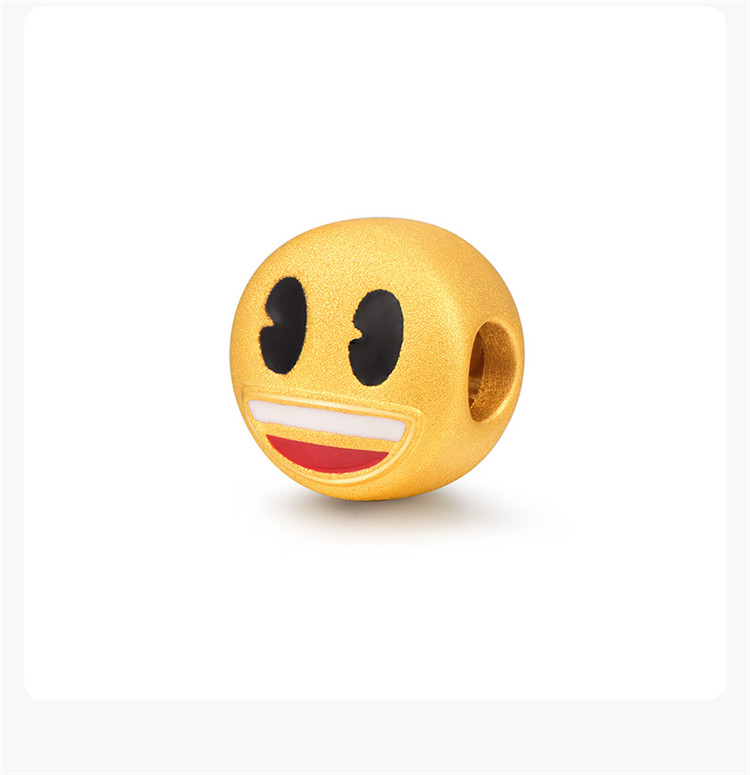 mingr/明牌珠宝 黄金转运珠 emoji表情包笑脸硬金足金手链礼物 礼盒装