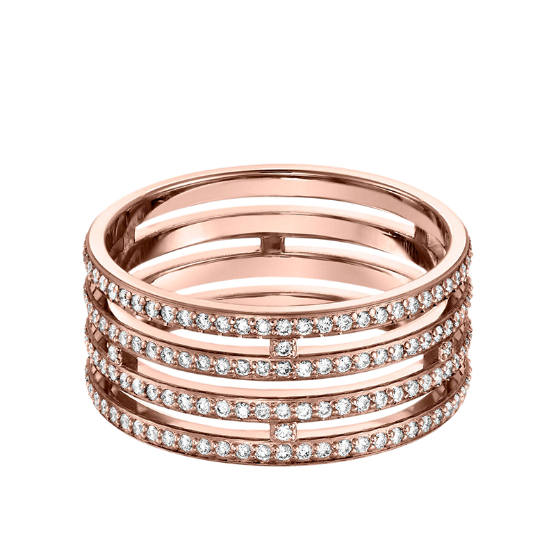 【包税】hermes/爱马仕 经典ariane系列 大号镶嵌钻石18k金玫瑰金戒指