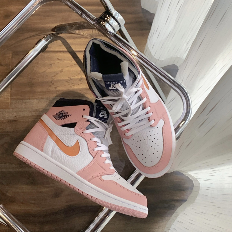nike/耐克 air jordan 1 zoom 男女同款 aj1 情人节 樱花粉 高帮 情侣