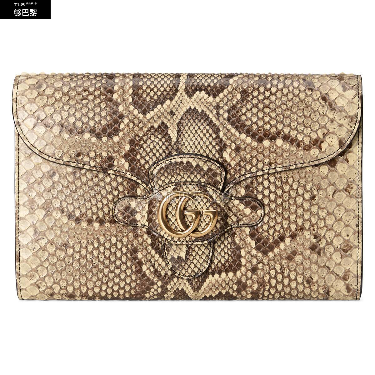 【包邮包税】 gucci古驰 21年春夏 女士 双g蟒蛇皮手拿包 648935 ez60