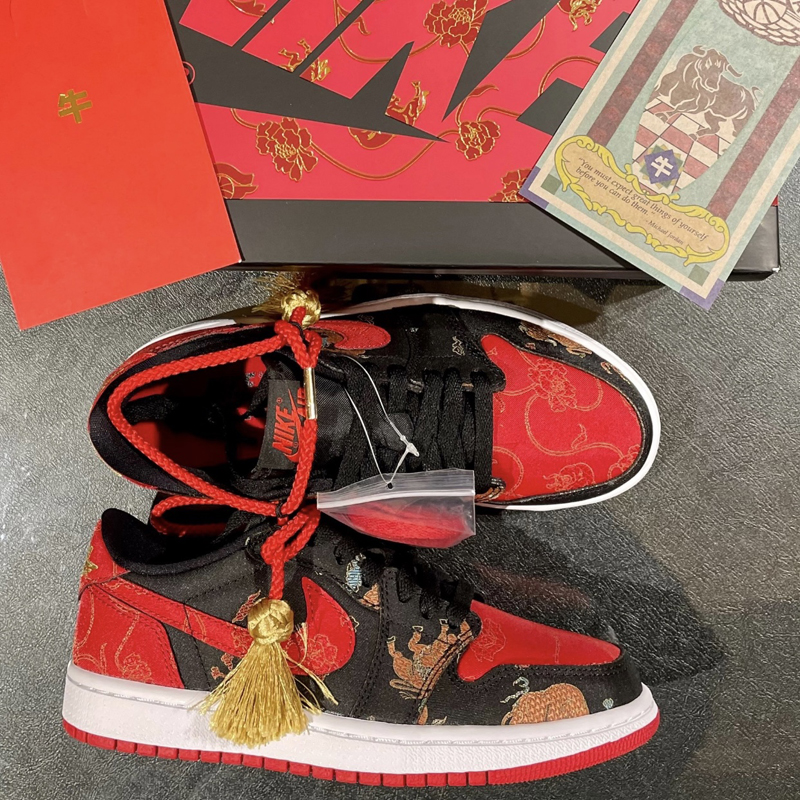 nike/耐克 air jordan 1 low cny 男女同款 aj1 中国年 黑红金 低帮