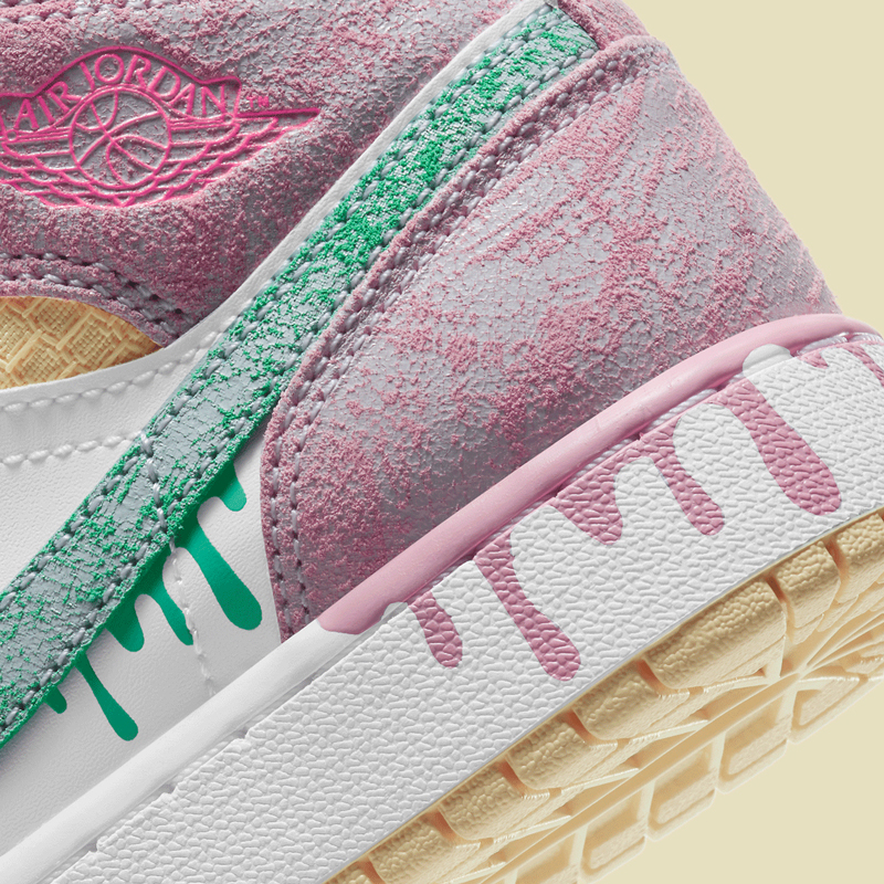 nike/耐克 air jordan 1 mid 女款 aj1 冰淇淋粉 油漆 白粉 马卡龙 中