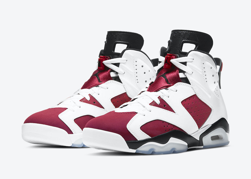 air jordan 6 carmine 男女同款 2021复刻 aj6 胭脂红 白红 gs情侣