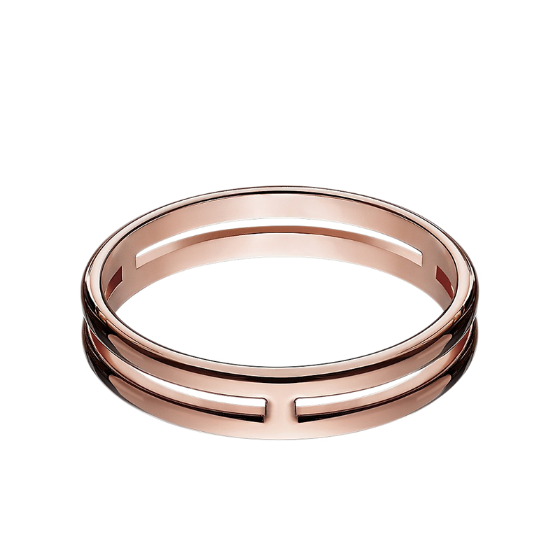 【包税】hermes/爱马仕 经典ariane系列 18k金玫瑰金结婚戒指h119836b