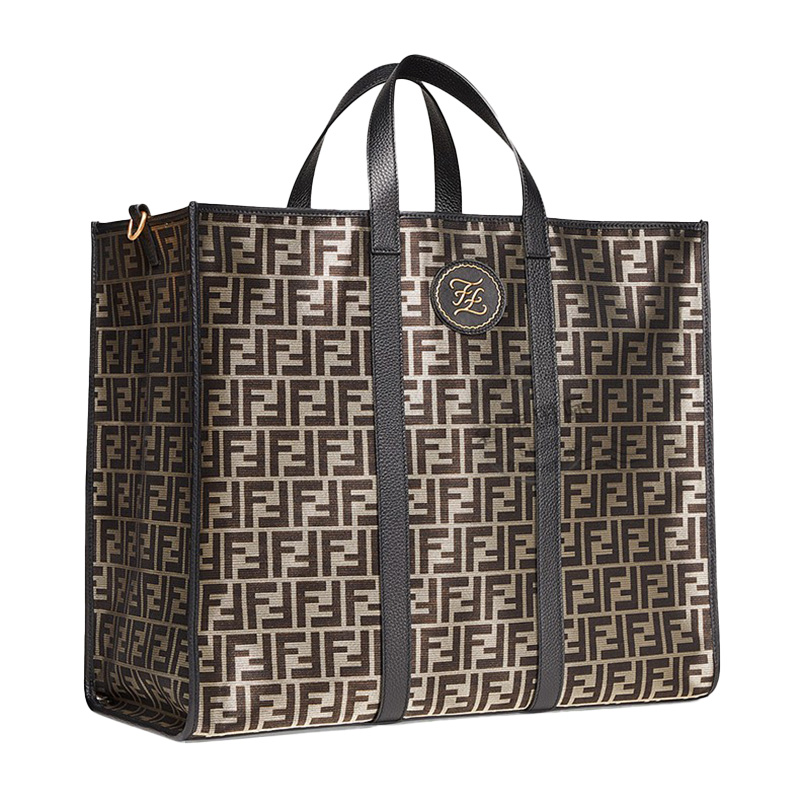 fendi/芬迪包袋手提包棕色老花ff手提包帆布男女同款7va391a91tf18h9