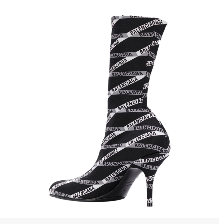 balenciaga/巴黎世家 女士时尚徽标印花中筒靴细跟鞋女鞋 女士高筒靴
