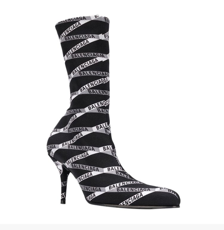 balenciaga/巴黎世家 女士时尚徽标印花中筒靴细跟鞋女鞋 女士高筒靴