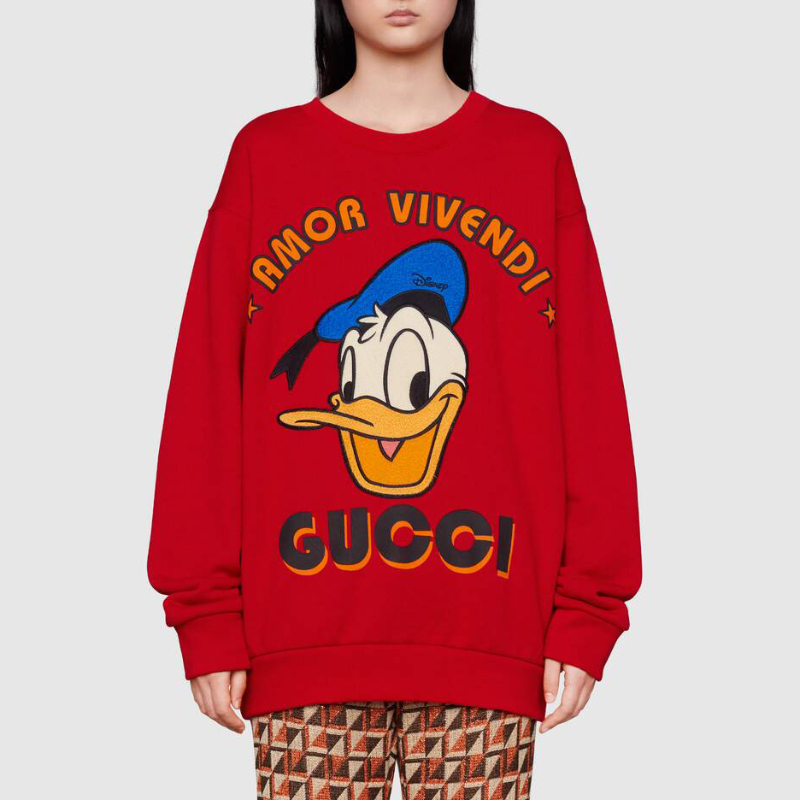 【预售】gucci/古驰 disney x gucci唐老鸭印花棉质卫衣 红色 617964