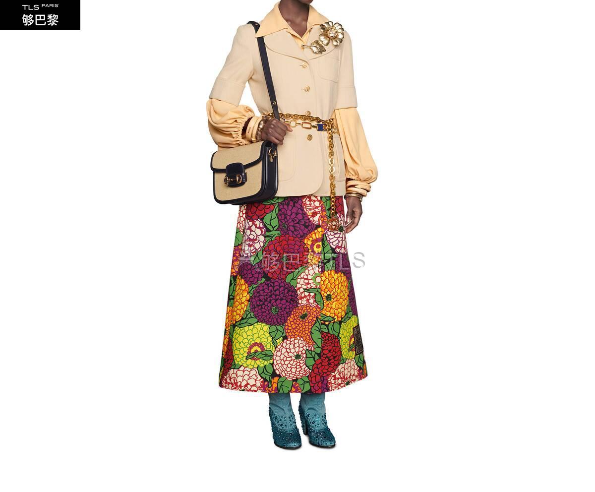 【包邮包税】 gucci古驰 21年春夏 女士 ken scott印花亚麻半身裙