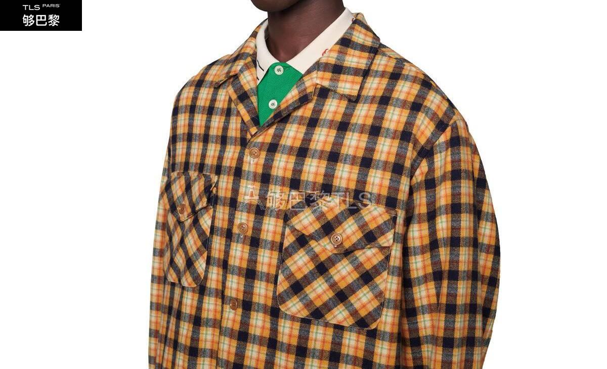 【包邮包税】 gucci古驰 21年春夏 男士 disney x gucci格纹羊毛衬衫