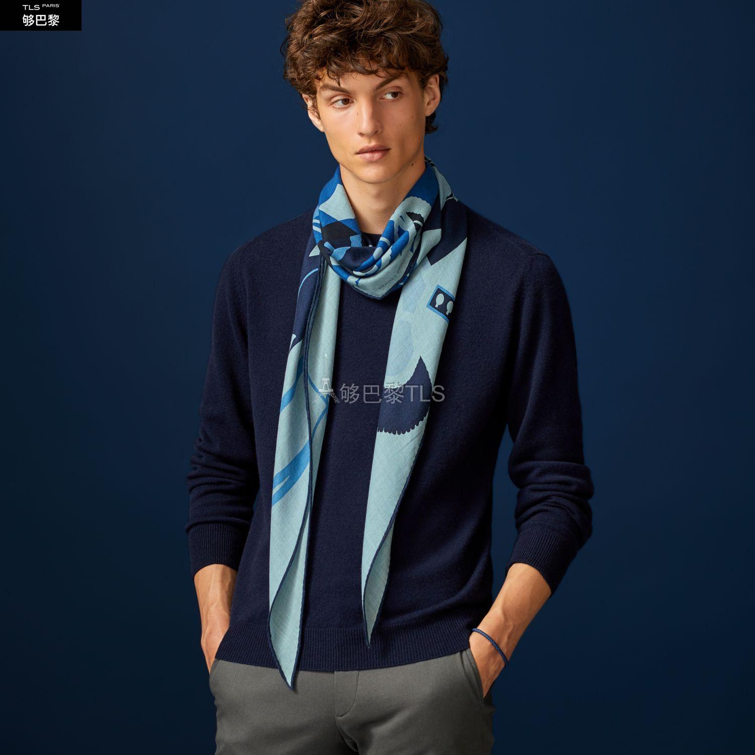 【包邮包税】 hermes爱马仕 21年春夏 男士 围巾 losange zouaves et