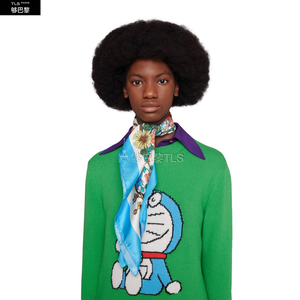 【包邮包税】 gucci古驰 21年春夏 女士 doraemon x gucci真丝围巾