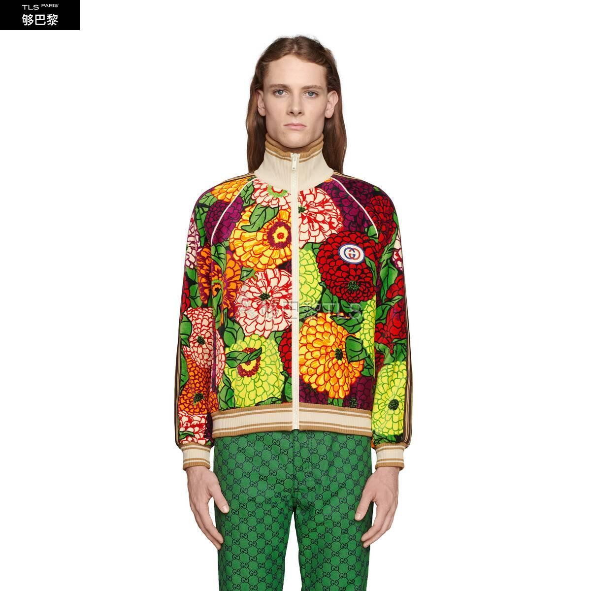 【包邮包税】 gucci古驰 21年春夏 男士 ken scott印花棉质拉链夹克