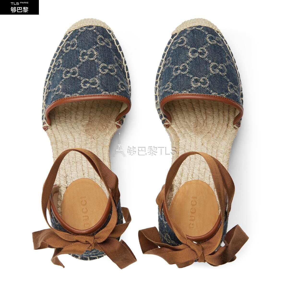 【包邮包税】 gucci古驰 21年春夏 女士 女士防水台草编鞋 652708 2k