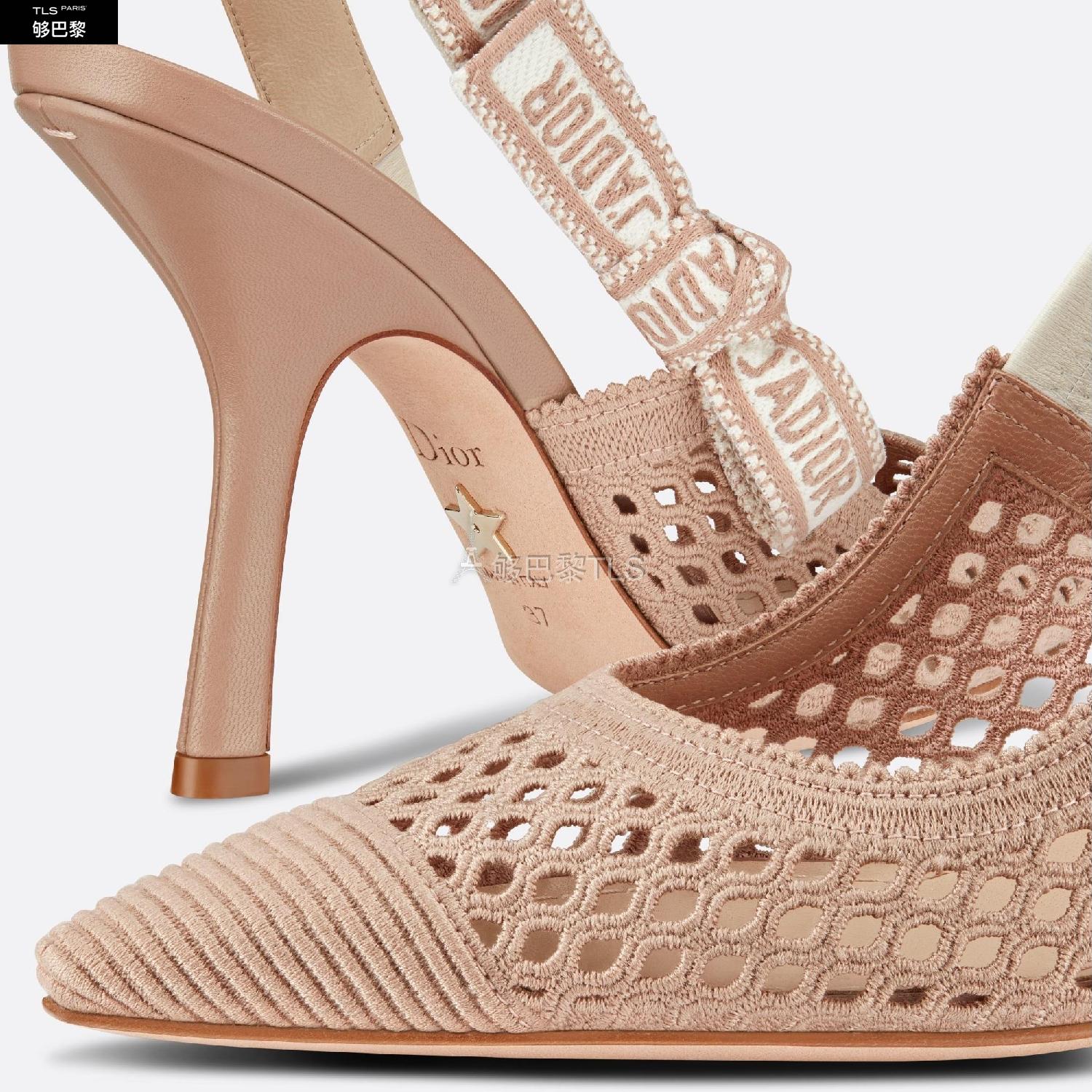 dior迪奥 21年春夏 女士 高跟鞋 露跟高跟鞋-裸色镂空效果刺绣 kcp883