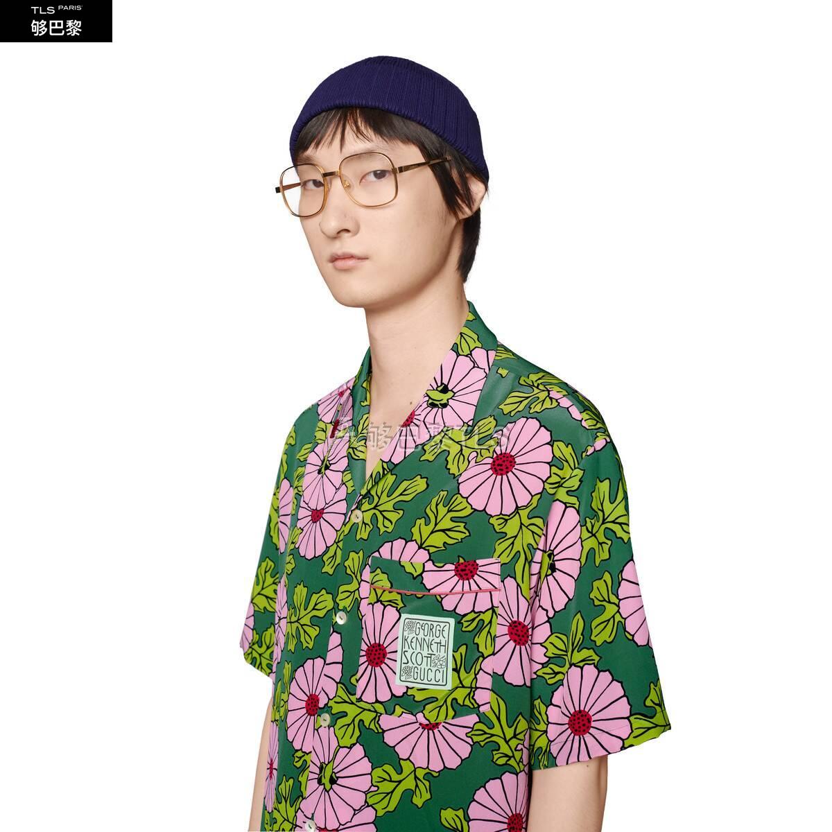 【包邮包税】 gucci古驰 21年春夏 男士 ken scott印花真丝保龄球衫