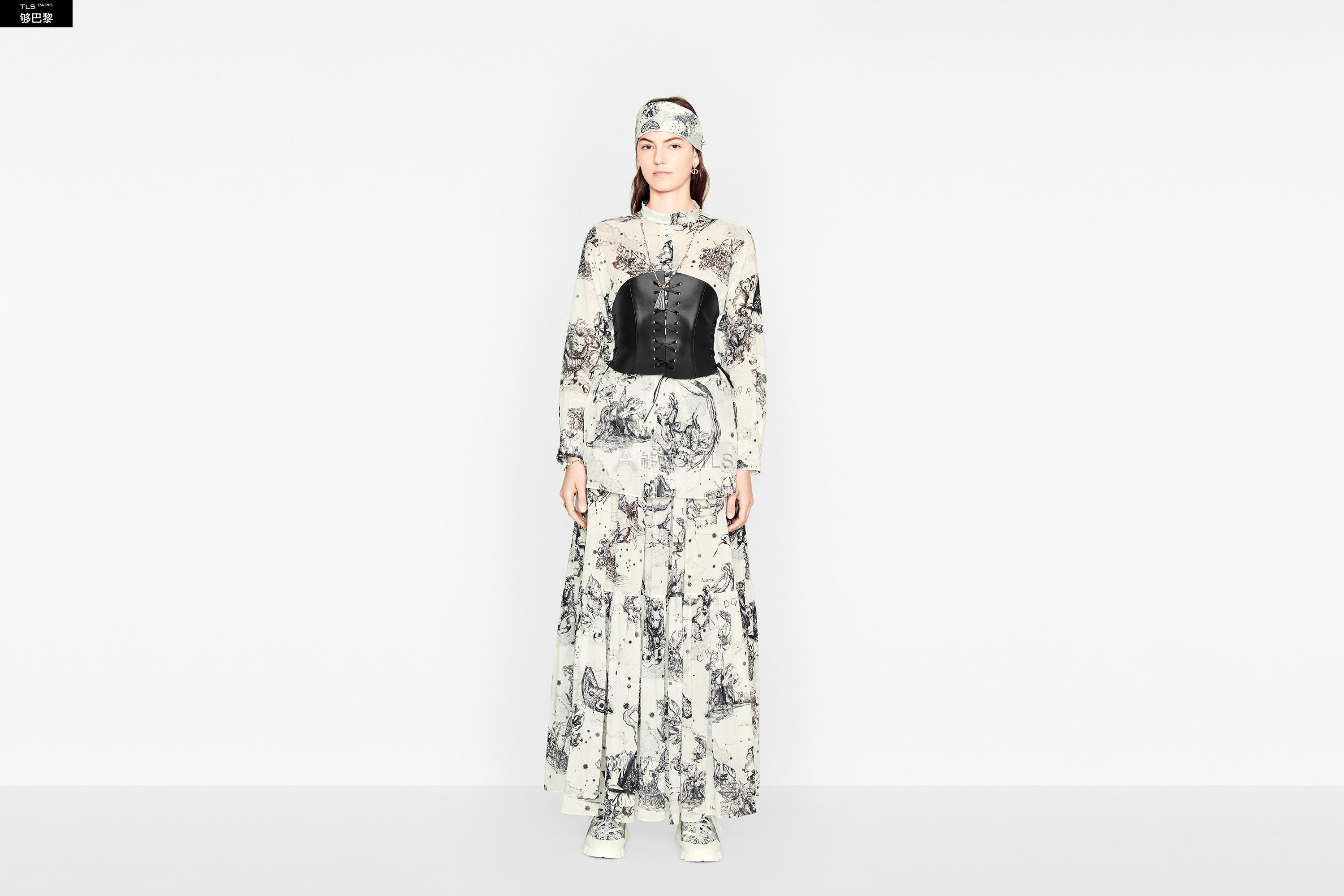 【包邮包税】 dior迪奥 21年春夏 女士 半身裙 长款百褶裙-黑色和白色