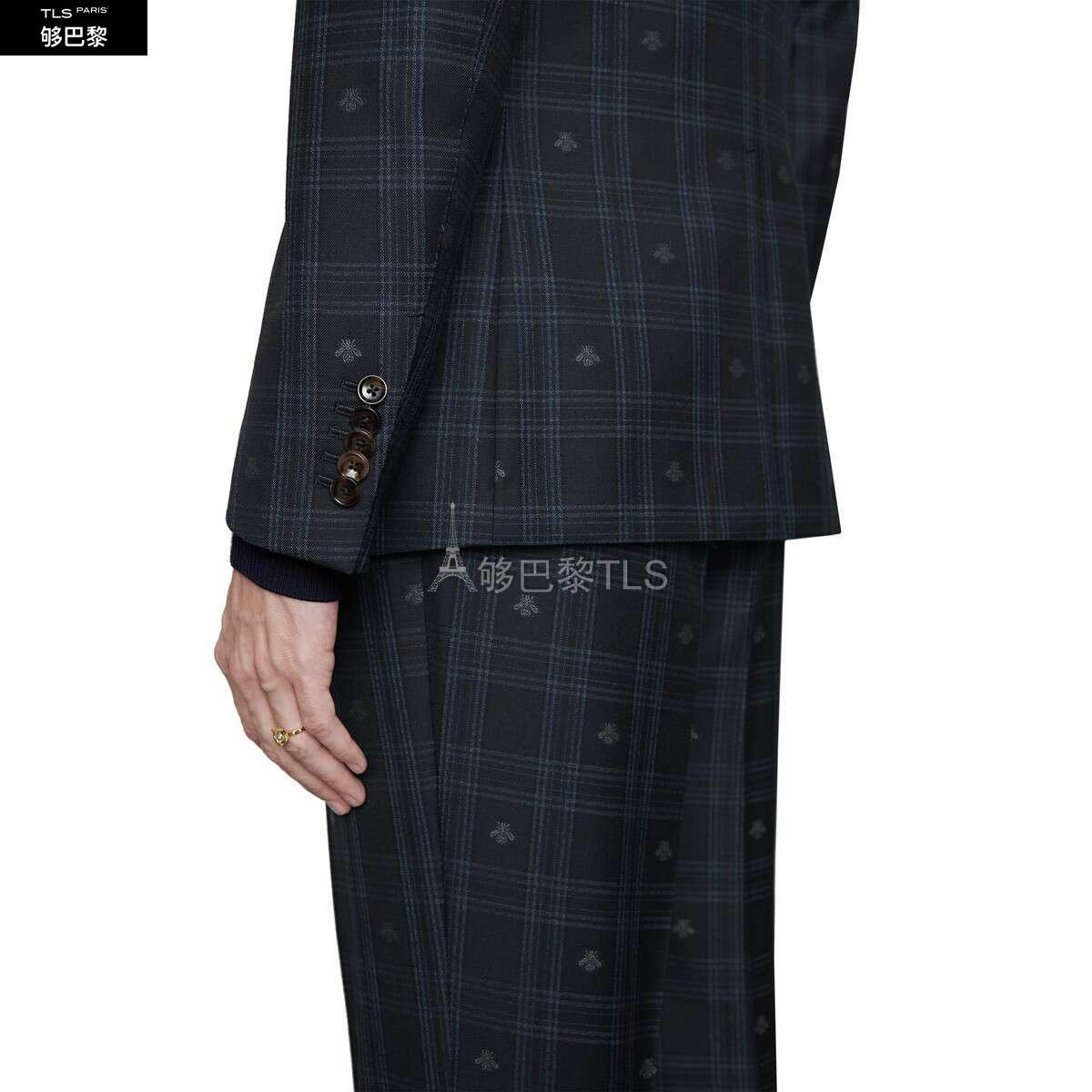 男士西服套装】【包邮包税】 gucci古驰 21年春夏 男士 修身蜜蜂格纹