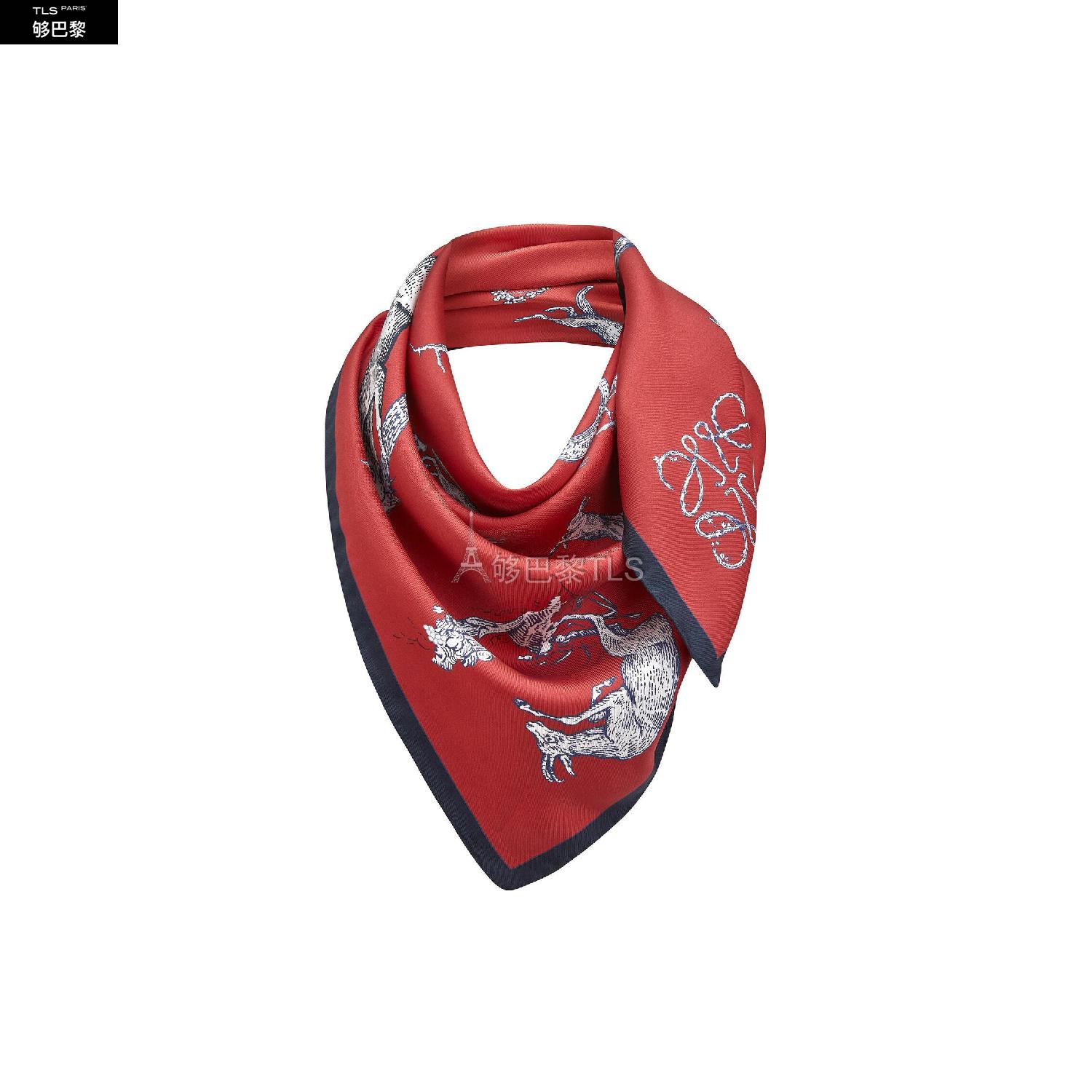 loewe罗意威 21年春夏 女士 围巾 90 x 90 cm 字母真丝围巾 929