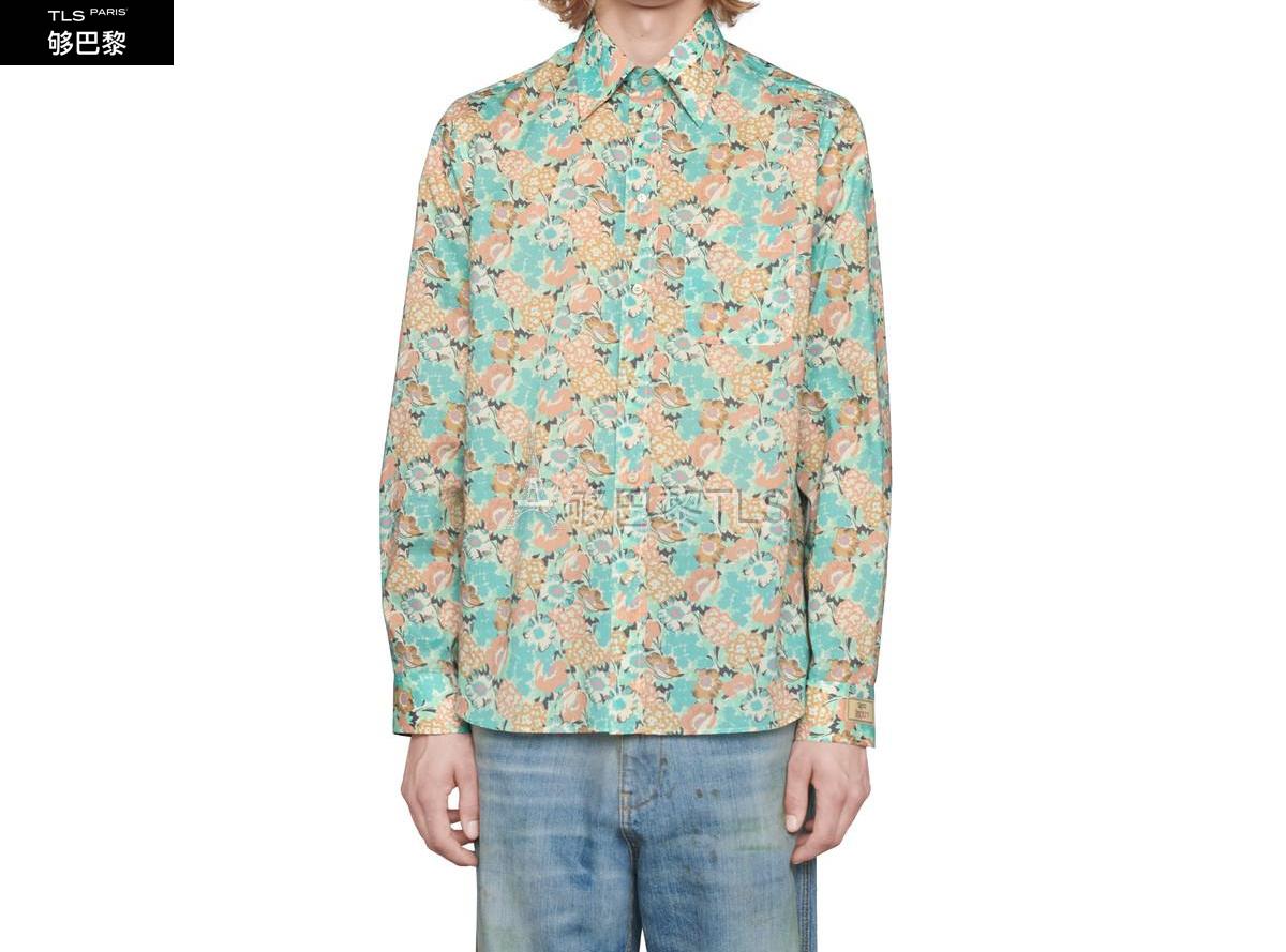 gucci古驰 21年春夏 男士 gucci liberty花卉印花棉质衬衫 636447 zaf