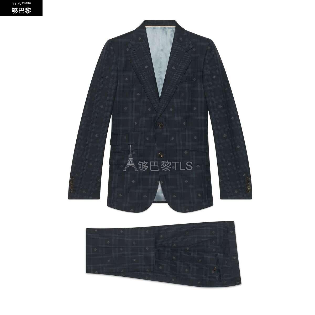 男士西服套装】【包邮包税】 gucci古驰 21年春夏 男士 修身蜜蜂格纹