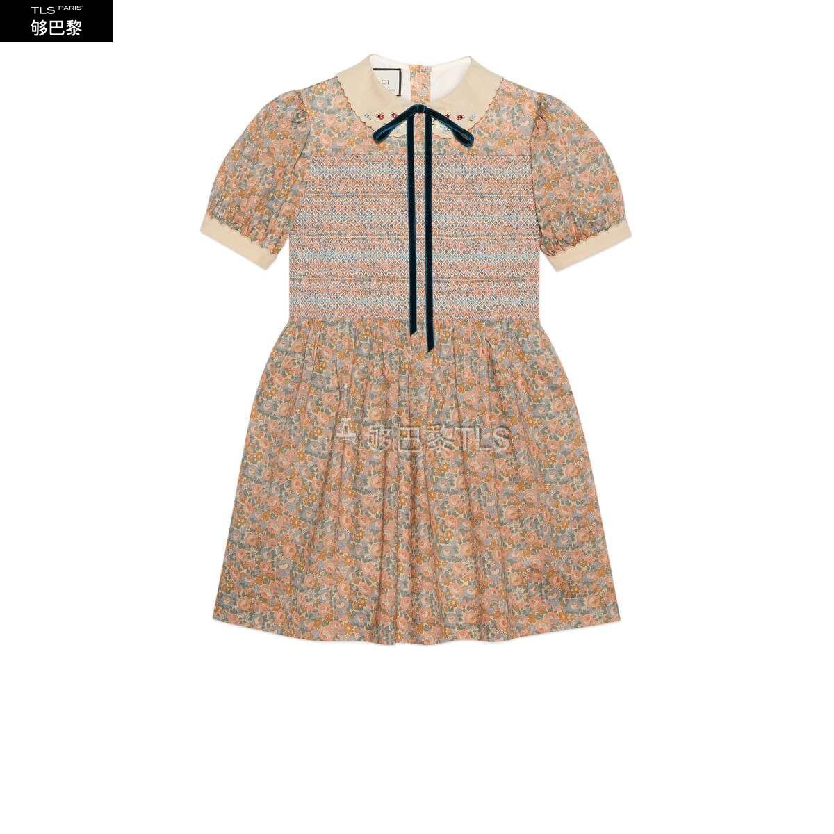 gucci古驰 21年春夏 女士 gucci liberty花卉印花棉质连衣裙 635153