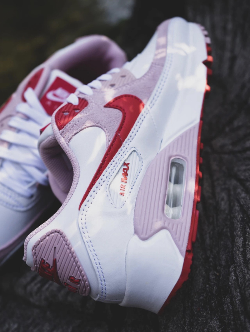 nike/耐克 air max 90 女款 2021春夏 白粉 情人節限定 休閒鞋跑步鞋