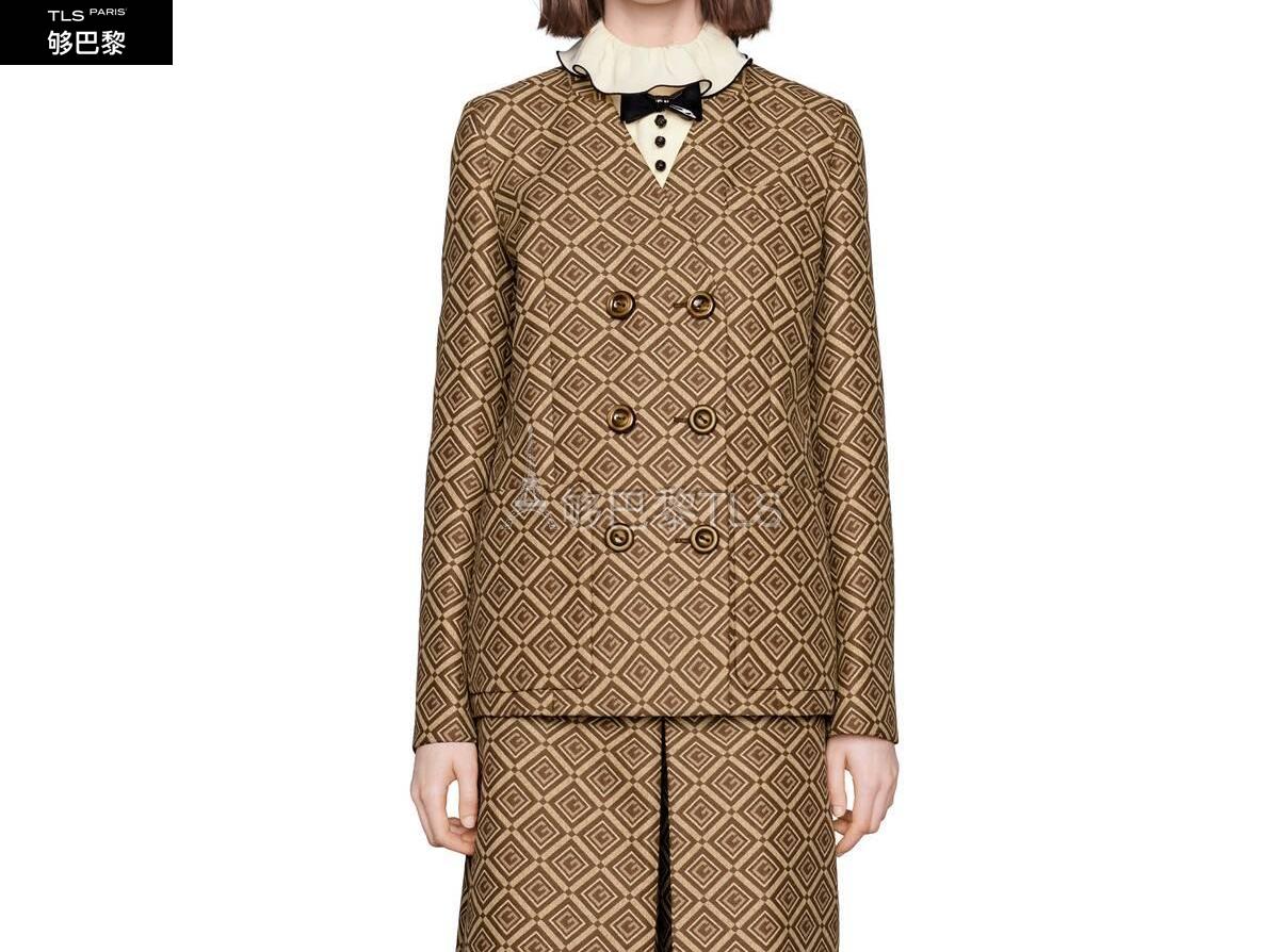 【包邮包税】 gucci古驰 21年春夏 女士 gg棋盘格提花夹克 619252 zad