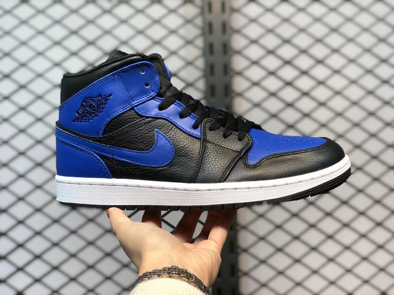 nike/耐克 air jordan 1 mid 男女同款 aj1 皇家蓝 gs情侣 休闲鞋
