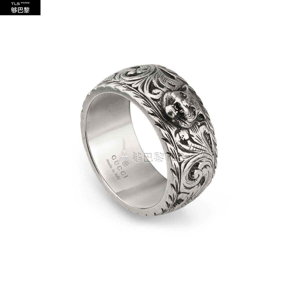 【包邮包税】 gucci古驰 21年春夏 男士 虎头窄边银戒指 433571 j8400