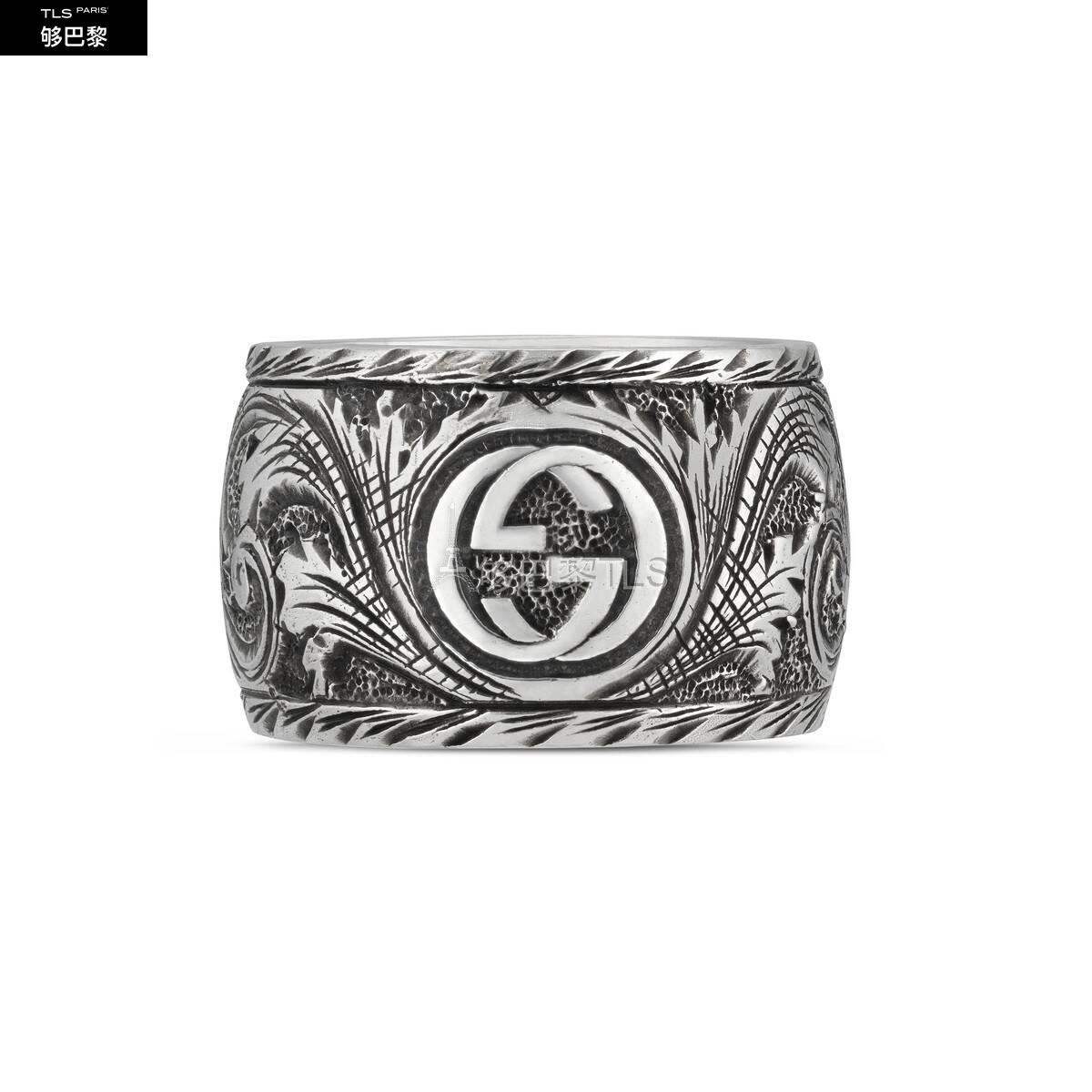 【包邮包税】 gucci古驰 21年春夏 男士 古驰花园纯*w*银戒指 461991