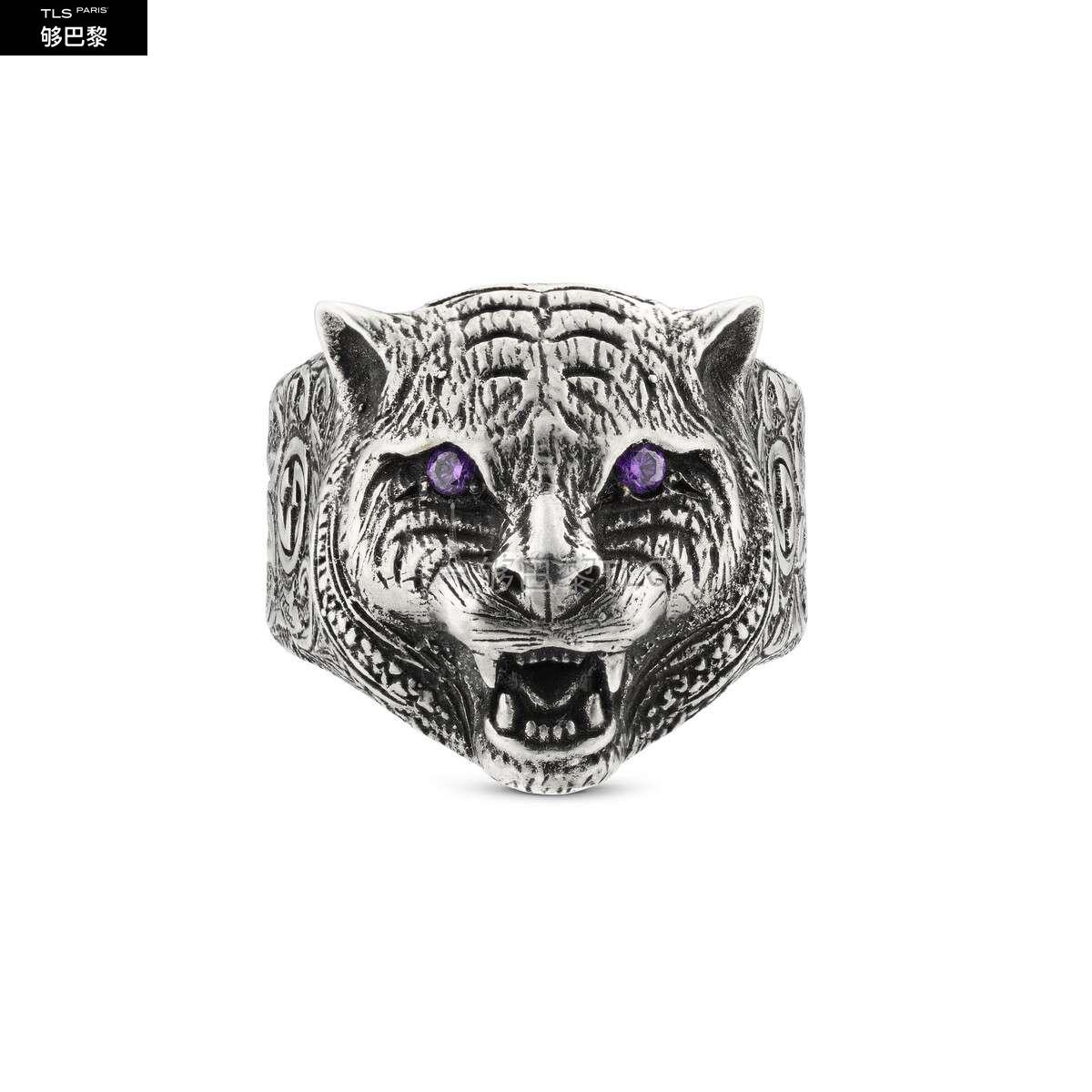 【包邮包税】 gucci古驰 21年春夏 男士 古驰花园猫科动物头像戒指