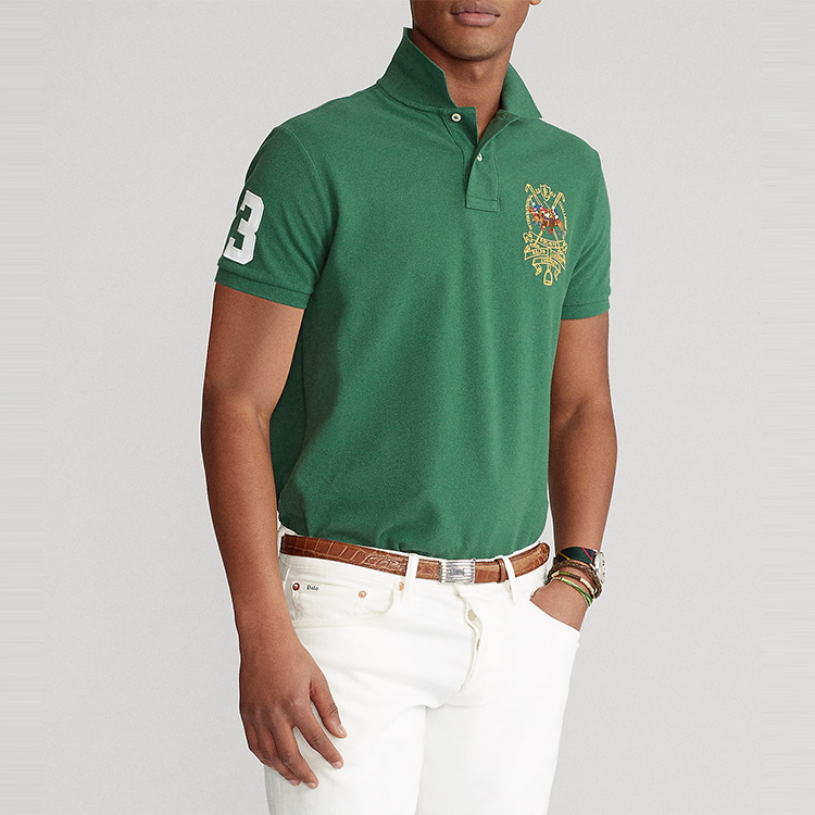 男装2021年春季定制修身版型三匹小马图案polo衫13241男士短polo