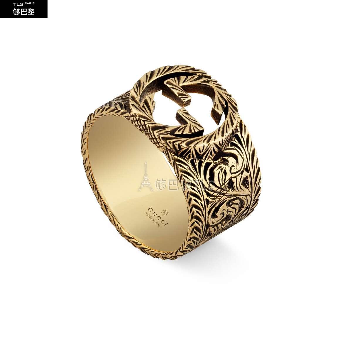 【包邮包税】 gucci古驰 21年春夏 男士 互扣式 g 黄金戒指 579797 j