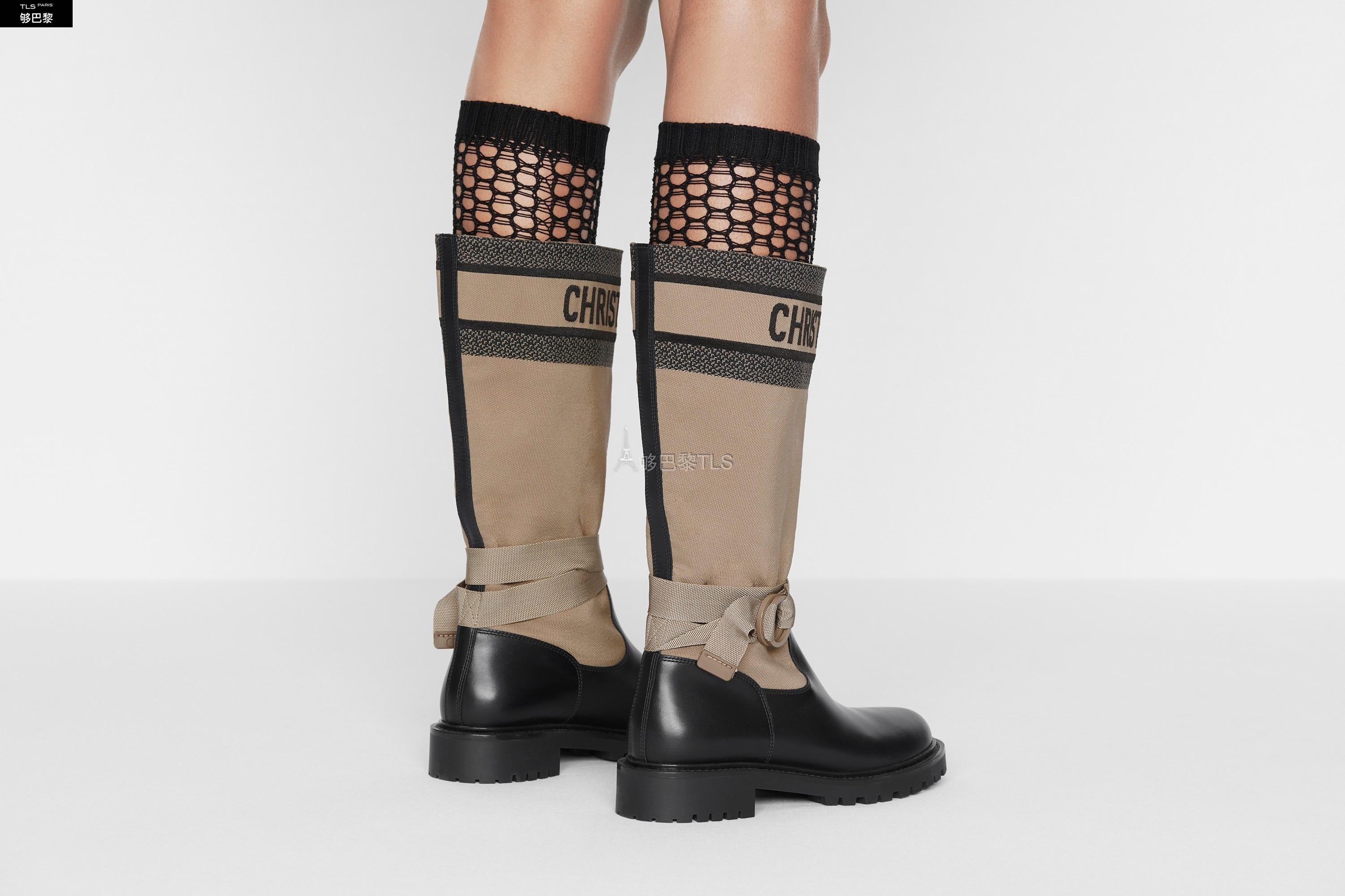 【包邮包税】 dior迪奥 21年春夏 女士 高筒靴 靴子-灰褐色和黑色科技