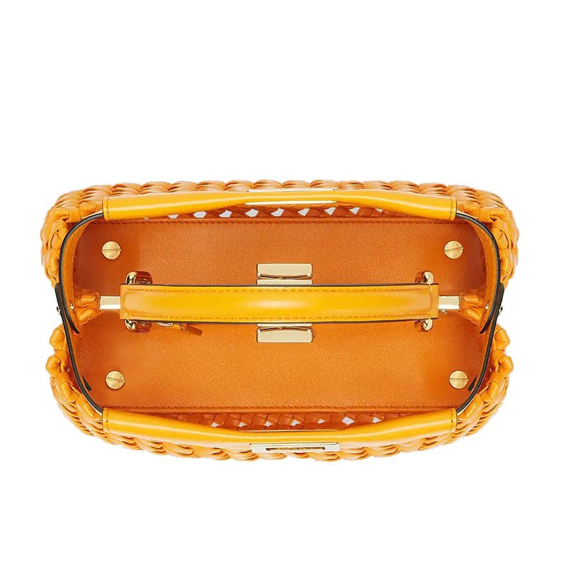 【包税】fendi/芬迪 21早春新款 peekaboo iconic 橙色编织小羊皮
