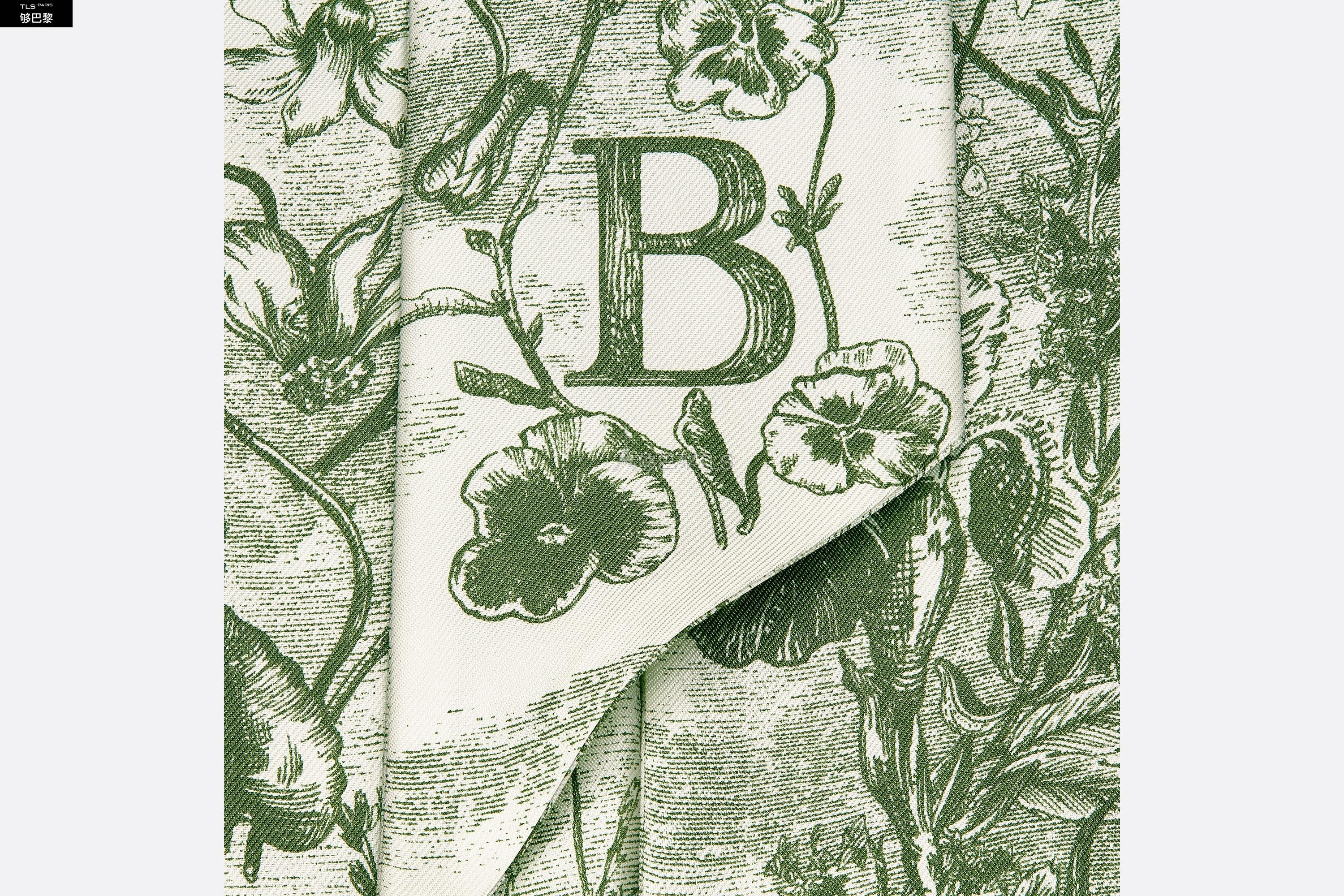 dior迪奥 21年春夏 女士 丝巾 丝巾-深绿色桑蚕丝斜纹-bbotanique印花