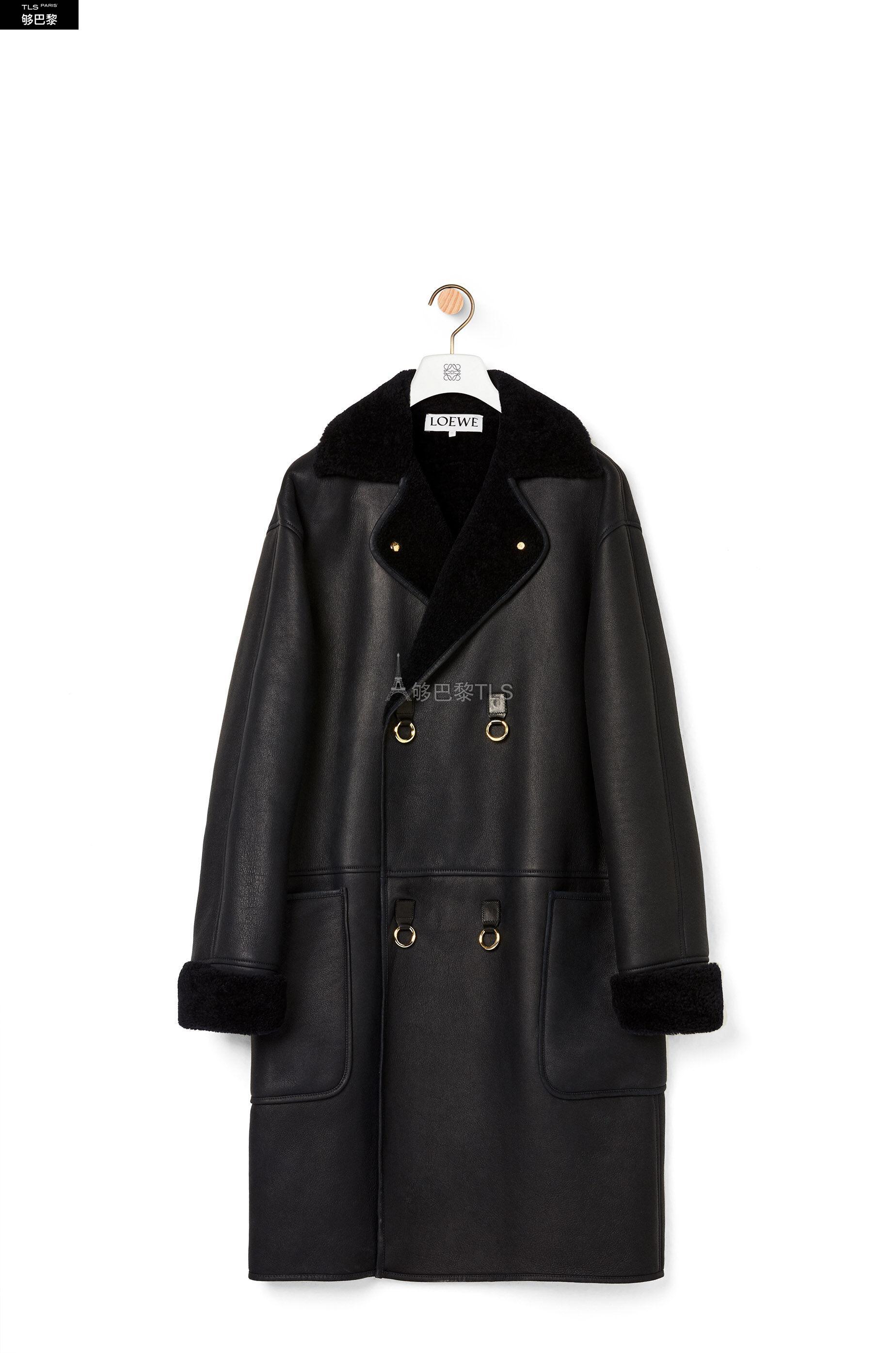【包邮包税】 loewe罗意威 21年春夏 女士 风衣 翻皮羊毛宽松大衣 s