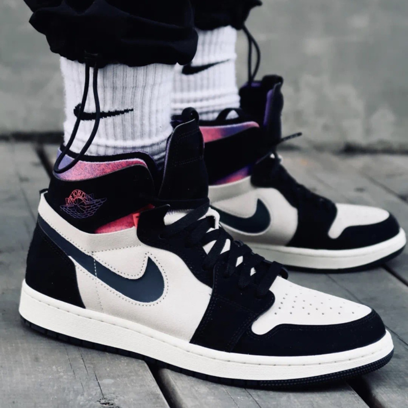 nike/耐克 air jordan 1 zoom psg 男款 aj1 黑白紫 大巴黎 板鞋篮球