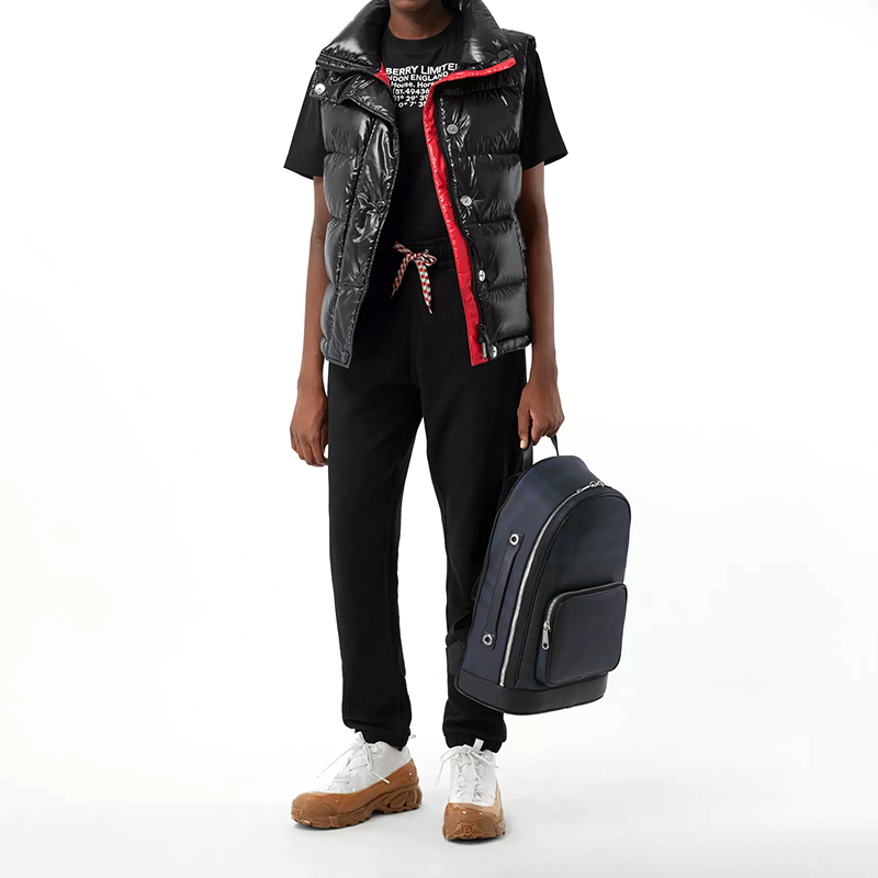 burberry/博柏利 背包london系列男女同款大号深蓝色格纹背包双肩包